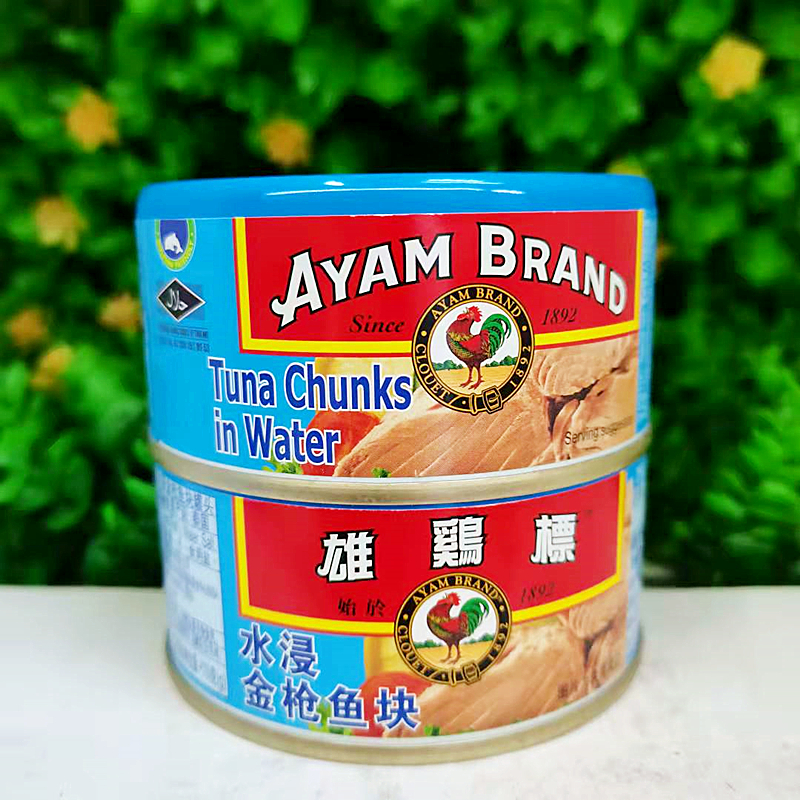 185g泰国进口雄鸡标速食金枪鱼罐头吞拿鱼Ayam Brand Tuna Chunks - 图0