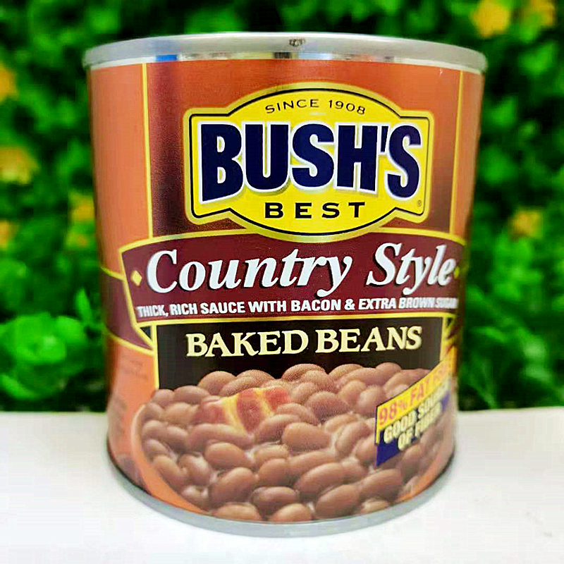 454g美国布什低脂烤豆调味料休闲黑豆BUSH'S ROASTED BAKED BEANS - 图0