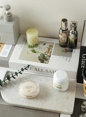 北欧轻奢天然大理石托盘半圆异型托盘样板间样品屋展示中心装饰摆