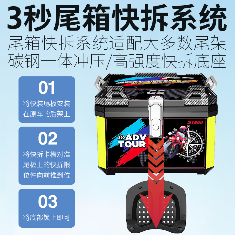 大号电动车尾箱电瓶车后备箱通用大容量踏板摩托车储物箱非铝合金 - 图2