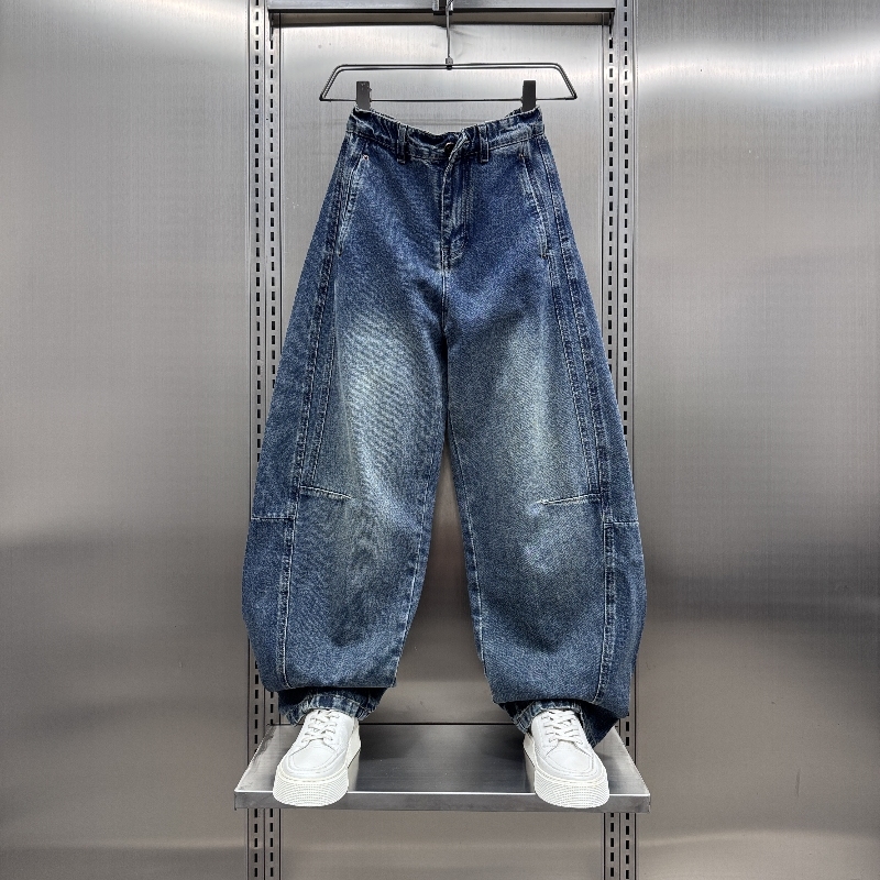 出口美国⭐Chrisma Katch~美式水洗牛仔裤春秋宽松直筒阔腿弯刀裤 - 图0