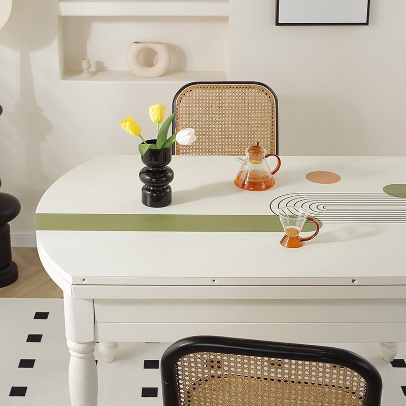 轻奢椭圆形餐桌垫子pvc茶几桌布免洗防水防油防烫弧形可折叠皮革 - 图0