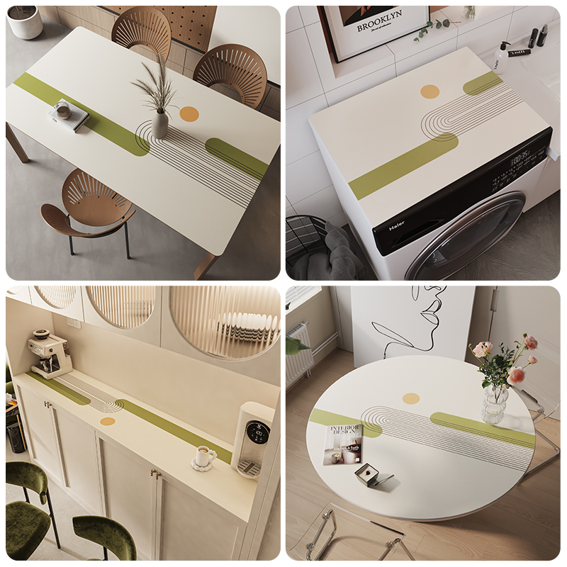 轻奢椭圆形餐桌垫子pvc茶几桌布免洗防水防油防烫弧形可折叠皮革 - 图3