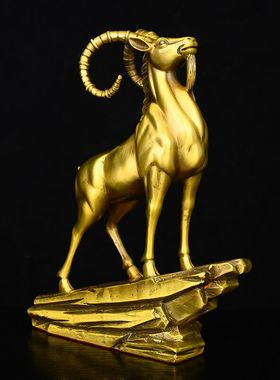 黄铜领头羊摆件生肖羊工艺品