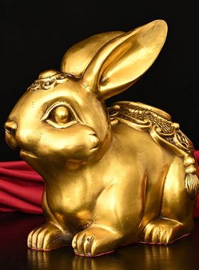 生肖兔摆件客厅招财纯铜新中式
