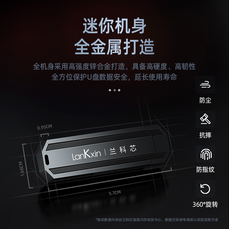 兰科芯 128G高速U盘USB3.1大容量MLC芯片刻字定制logo图案正品电脑车载两用手机优盘固态加密盘适用于苹果3.0 - 图3