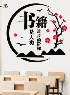 图书馆墙面布置班级文化墙自贴画