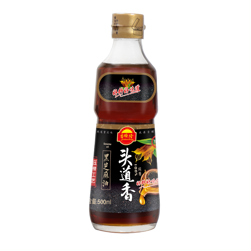 吉顺隆香油纯黑芝麻油500ml调味油初榨火锅油碟家用