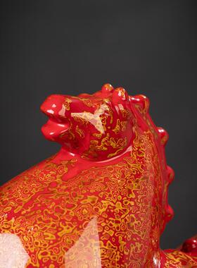 大漆唐马摆件非遗手工艺漆器装饰