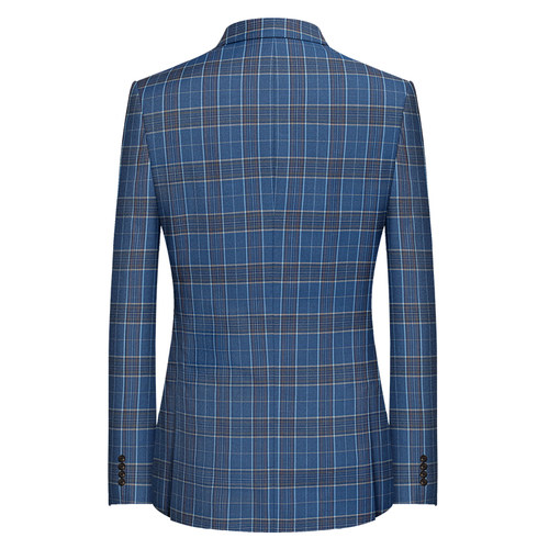 本派【高定半麻衬工艺】苏格兰格纹休闲西装男新款蓝色格子西服男 - 图3