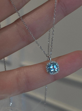 时尚百搭锁骨链小方糖项链超闪