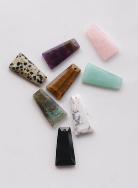 通用天然石梯形切面吊坠配件