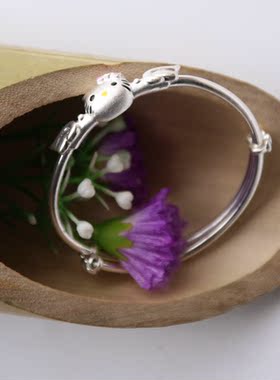 猫咪儿童送礼纯银手镯