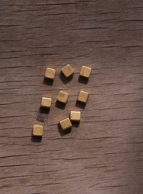 diy纯铜无孔金色正方体镶嵌散珠