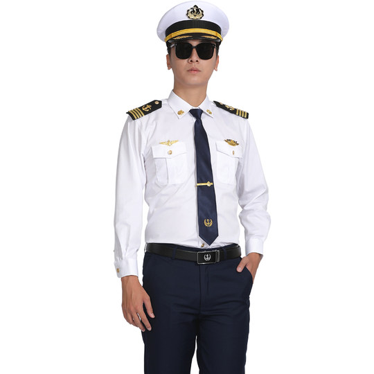 新款海员衬衫船长制服轮机长套装船员服饰邮轮游艇长袖船务工作服