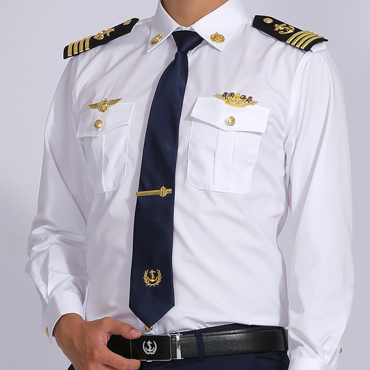 新款海员衬衫船长制服轮机长套装船员服饰邮轮游艇长袖船务工作服
