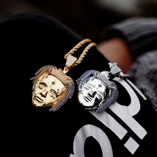 欧美个性时尚潮牌XXXTENTACION石人头像吊坠男嘻哈项链hiphop饰品 - 图2