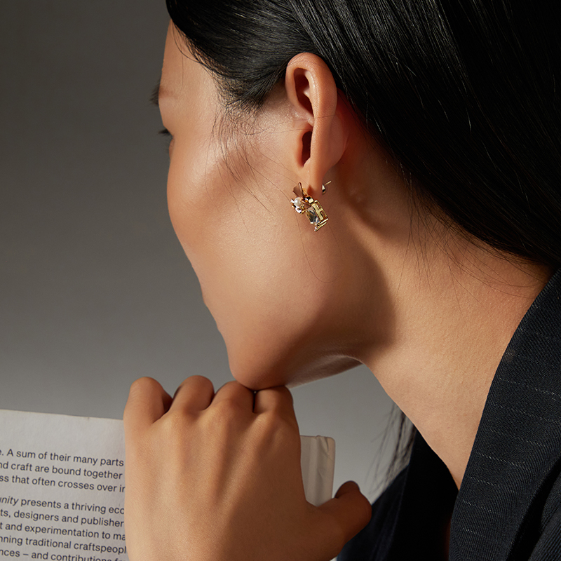 Riotlily/艾特里里香槟花语耳环清爽甜美浪漫花朵耳钉圣诞送女友 - 图1