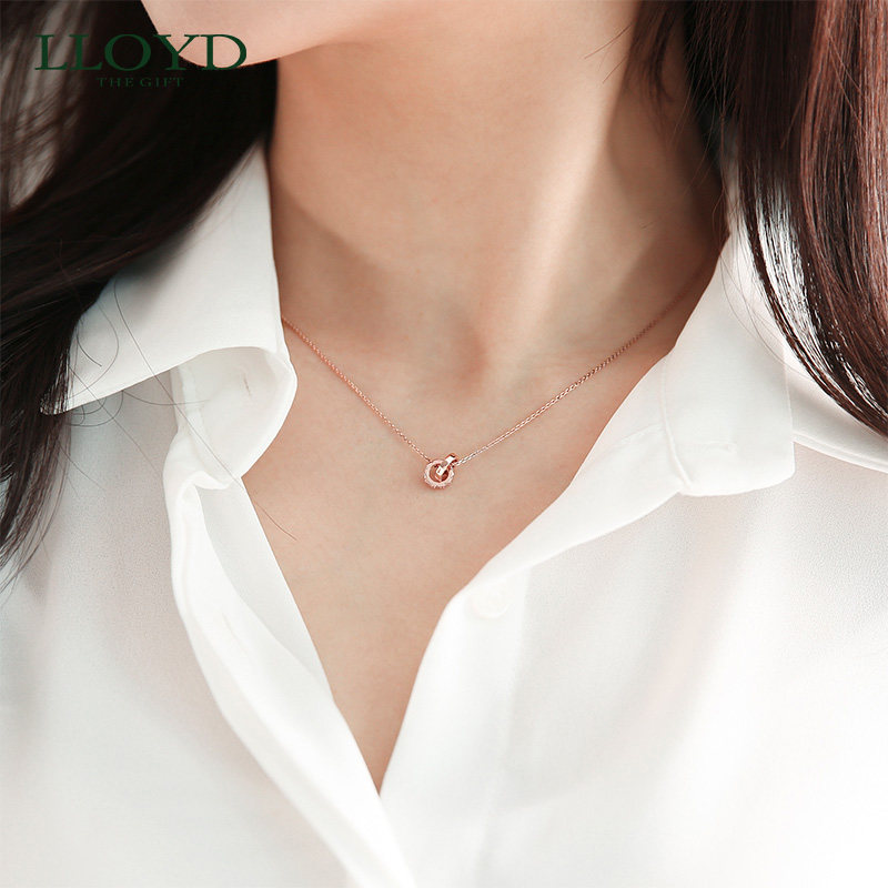 lloyd洛雅蒂正品女幸运双环锁骨链 LLOYD海外项链