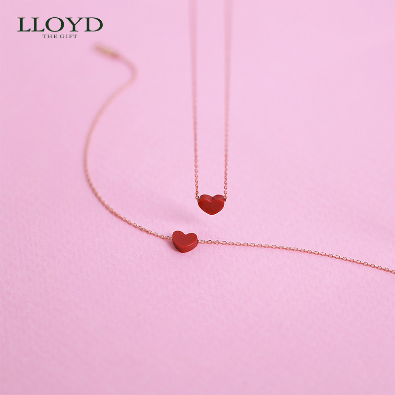 洛雅蒂正品女10k金爱心韩国锁骨链 LLOYD海外项链