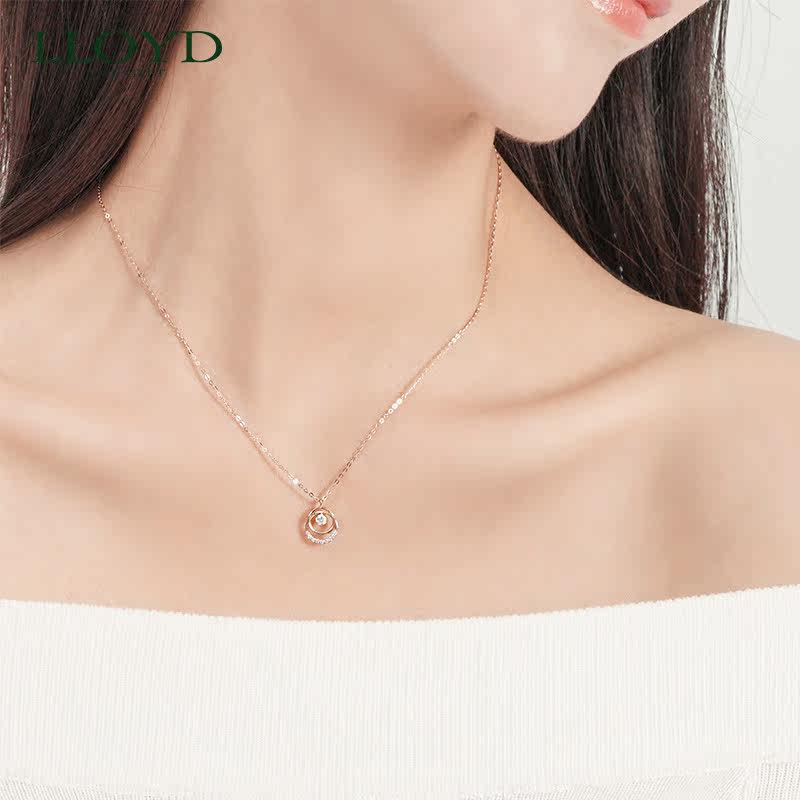 lloyd洛雅蒂正品女双环钻石项链 LLOYD海外项链