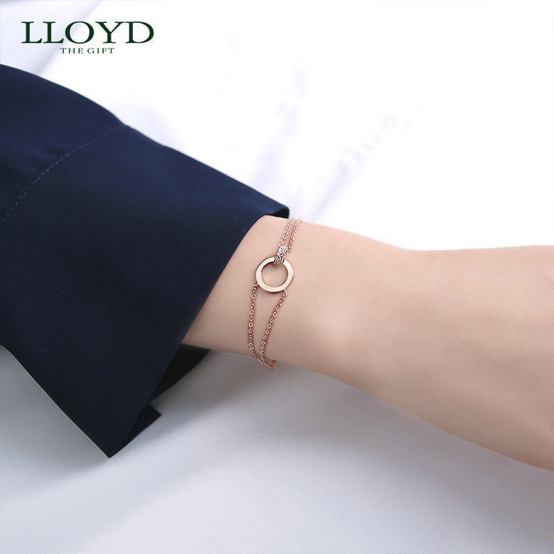 lloyd洛雅蒂正品女14k金锆石手链 LLOYD海外手链