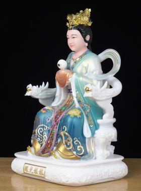 汉白玉眼光娘娘神像家用供奉摆件