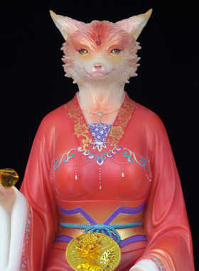 狐娘娘像汉白玉狐狸真身供奉摆件