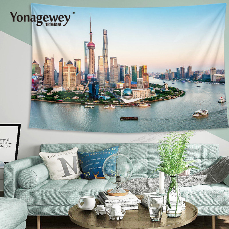 中国上海外滩东方明珠环球金融中心城市写真周边装饰背景海报挂布