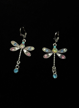 Vintage古着 Broken diamond dragonfly耳饰