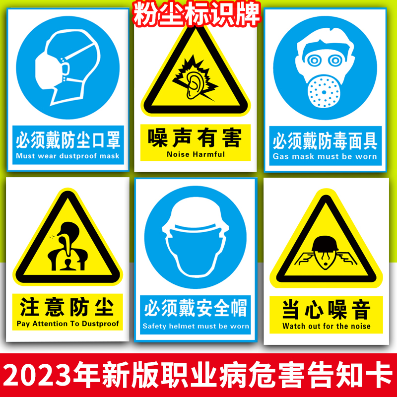 注意防尘噪声有害警示牌粉尘噪音高温职业病危害告知卡危险化学品工厂车间警告标识油漆硫酸盐酸当心中毒标识 - 图0