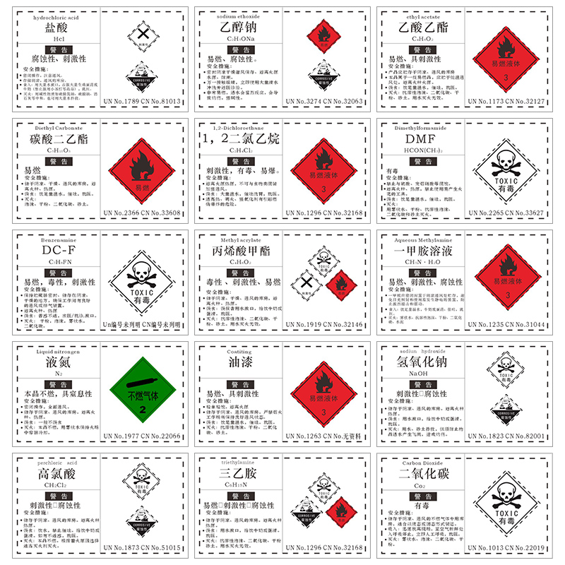 危险化学品安全标签危化品化学品标识牌苯酚二氯甲烷无水乙醇硫酸盐酸氢氧化钠硫酸标识工厂车间化学品标签-图3