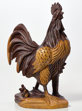 黑檀木雕木雕鸡摆件风水工艺品