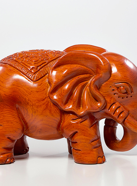刺史实木雕大象摆件工艺品