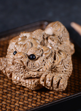 刺史绿檀三足金蟾实木雕刻工艺品