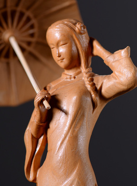 刺史美女手把件工艺品太行崖柏