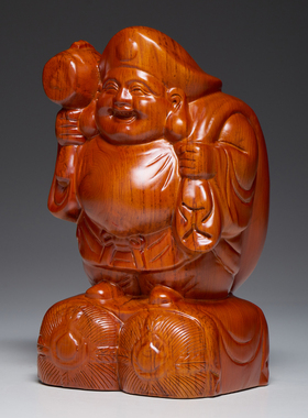 花梨木雕大黑天财神像实木家用莫诃哥罗藏传密宗摩诃迦罗佛像摆件