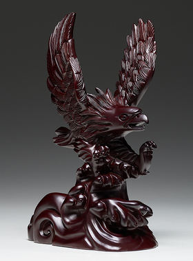 刺史黑檀木雕老鹰摆件