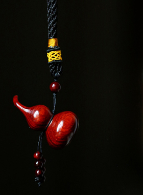 刺史印度小叶紫檀木葫芦手把件