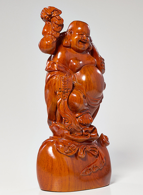 刺史花梨木雕弥勒佛像摆件