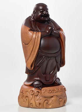 刺史黑檀木雕刻八方聚财摆件