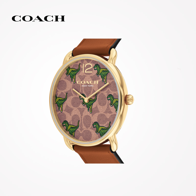 【520礼物】COACH/蔻驰ELLIOT系列创意小恐龙印花表盘情侣手表