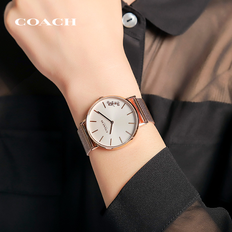 【618】COACH/蔻驰PERRY系列经典米兰编织链女表日晖纹表盘小金表 - 图2