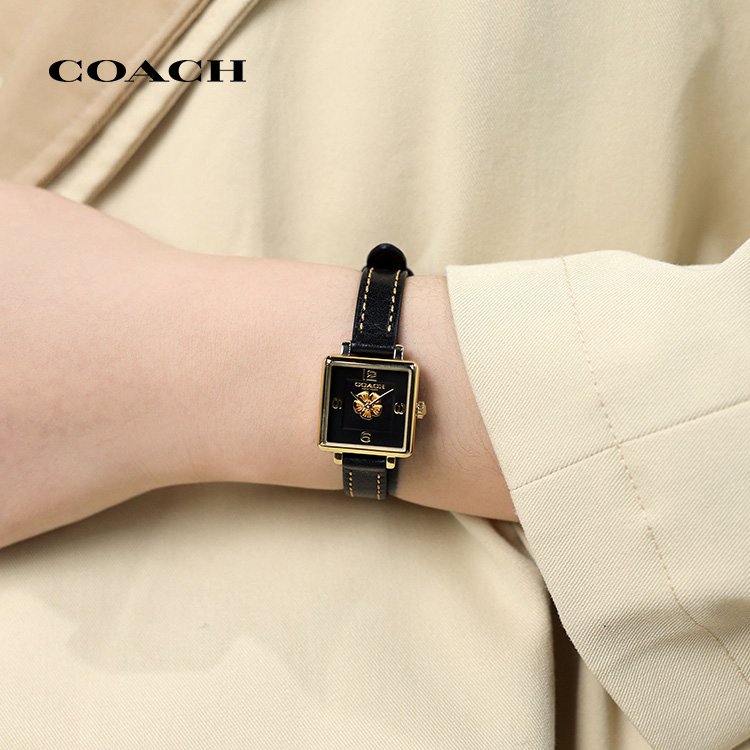 【618】COACH/蔻驰CASS系列经典茶玫瑰表盘石英女表小方糖手表 - 图1