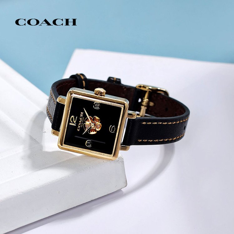 【520礼物】COACH/蔻驰CASS系列经典茶玫瑰石英小方糖手表女表