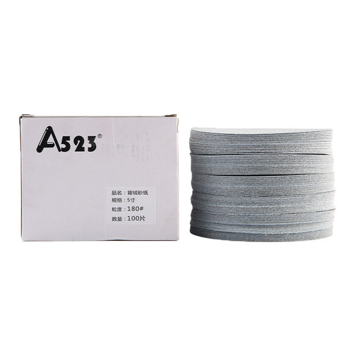 A523金牛干磨植绒砂纸4寸5寸圆形片自粘打磨片漆面腻子抛光白沙纸 - 图3