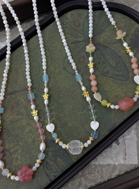 淡蓝冰透白水晶夏季短款璎珞项链国风中式日常百搭清爽锁骨链条女