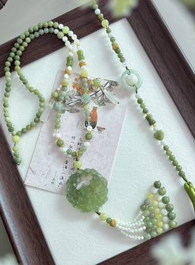 国风新中式荷花锁长璎珞流苏项链