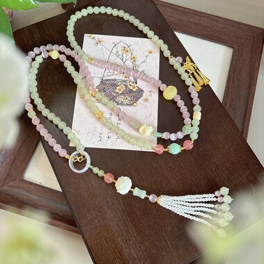 春季唯美淡雅国风长款斜挎链古风新中式汉服百搭清新斜挎背背链女