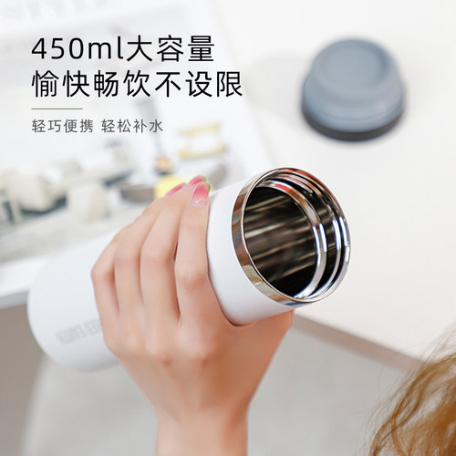 保温杯316不锈钢大容量红地球水杯简约咖啡杯便携男士随身杯子女 - 图0